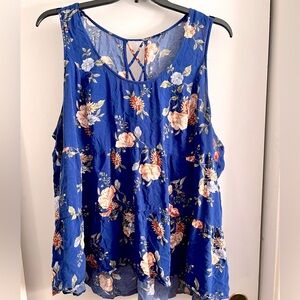 Torrid Babydoll Challis Tiered Tunic Tank Blue Floral